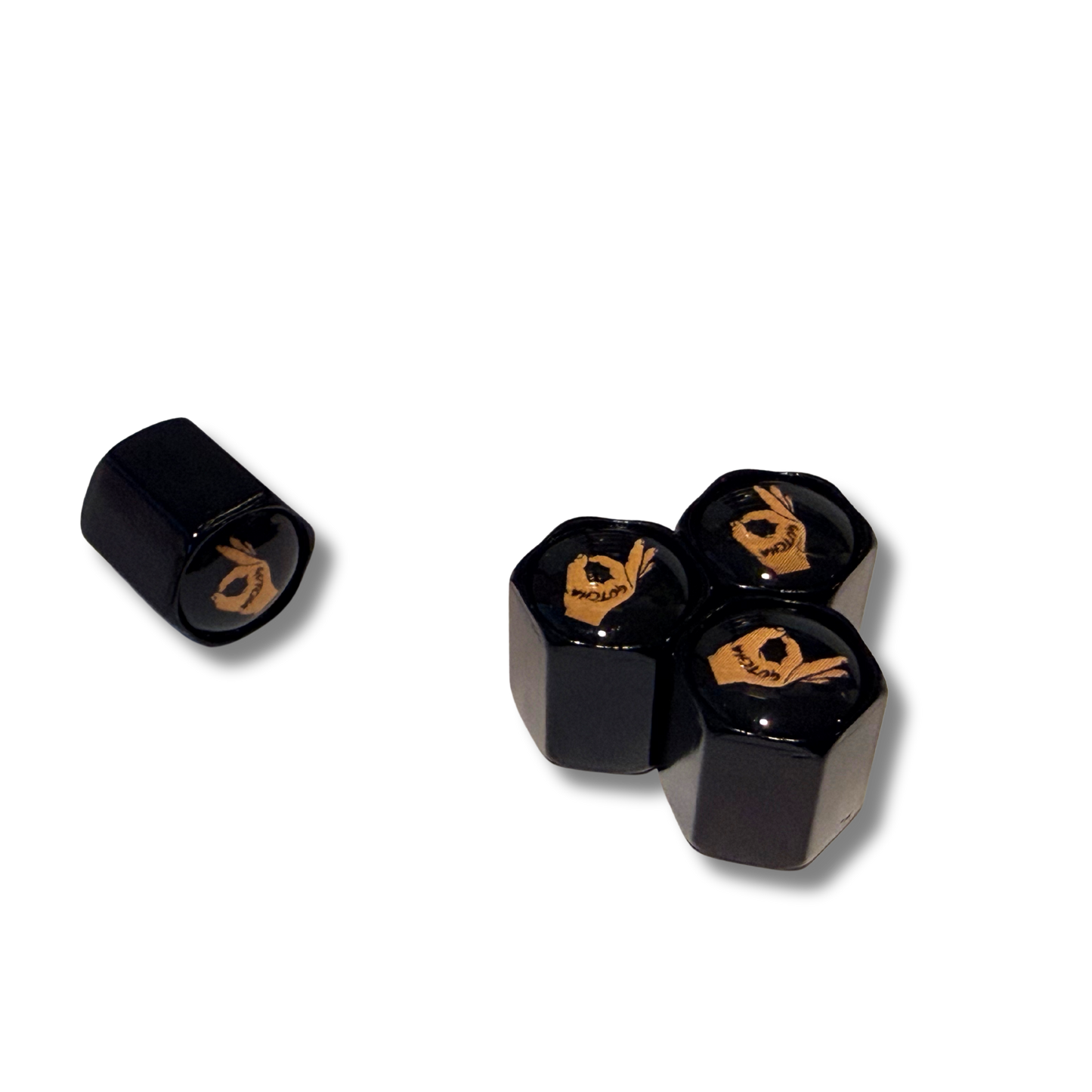 Circle game 'Gotcha' Valve Caps