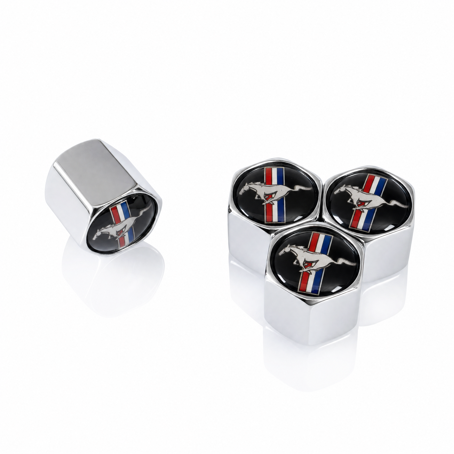 Mustang billet valve caps silver - premium