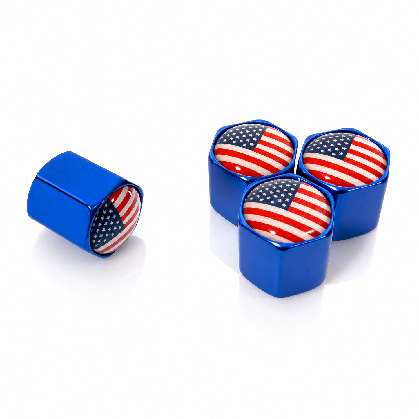 USA Blue billet valve caps - premium
