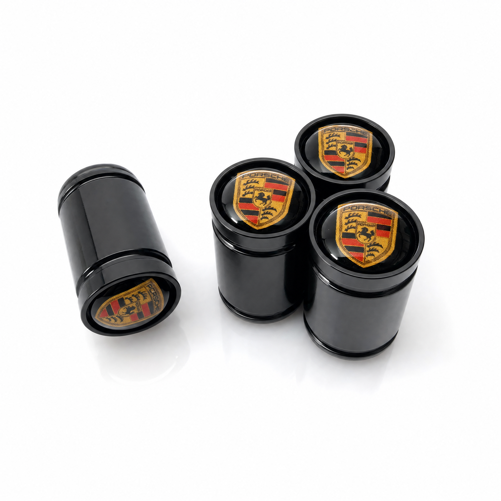 Porsche Black billet valve caps - premium