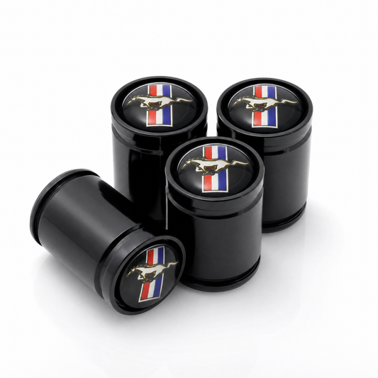 Ford Mustang Black billet valve caps - premium