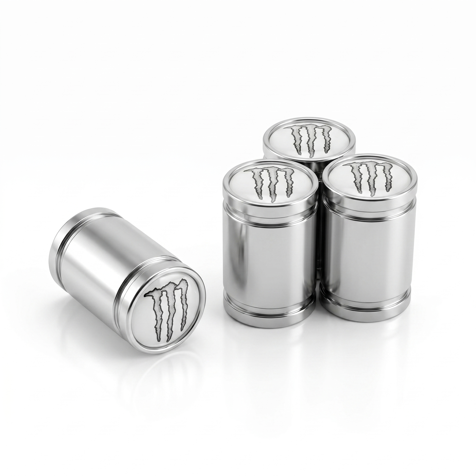Monster White Premium billet valve caps, set of 4