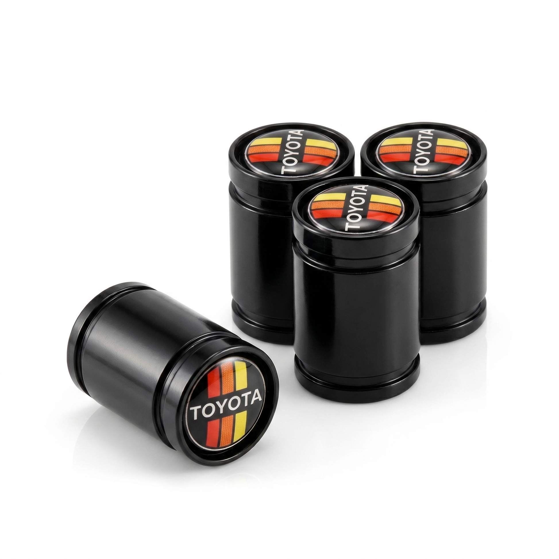 Toyota retro Premium billet valve caps in black, set of 4