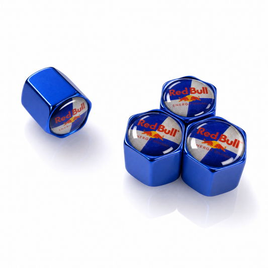 Red Bull billet valve caps - premium product image