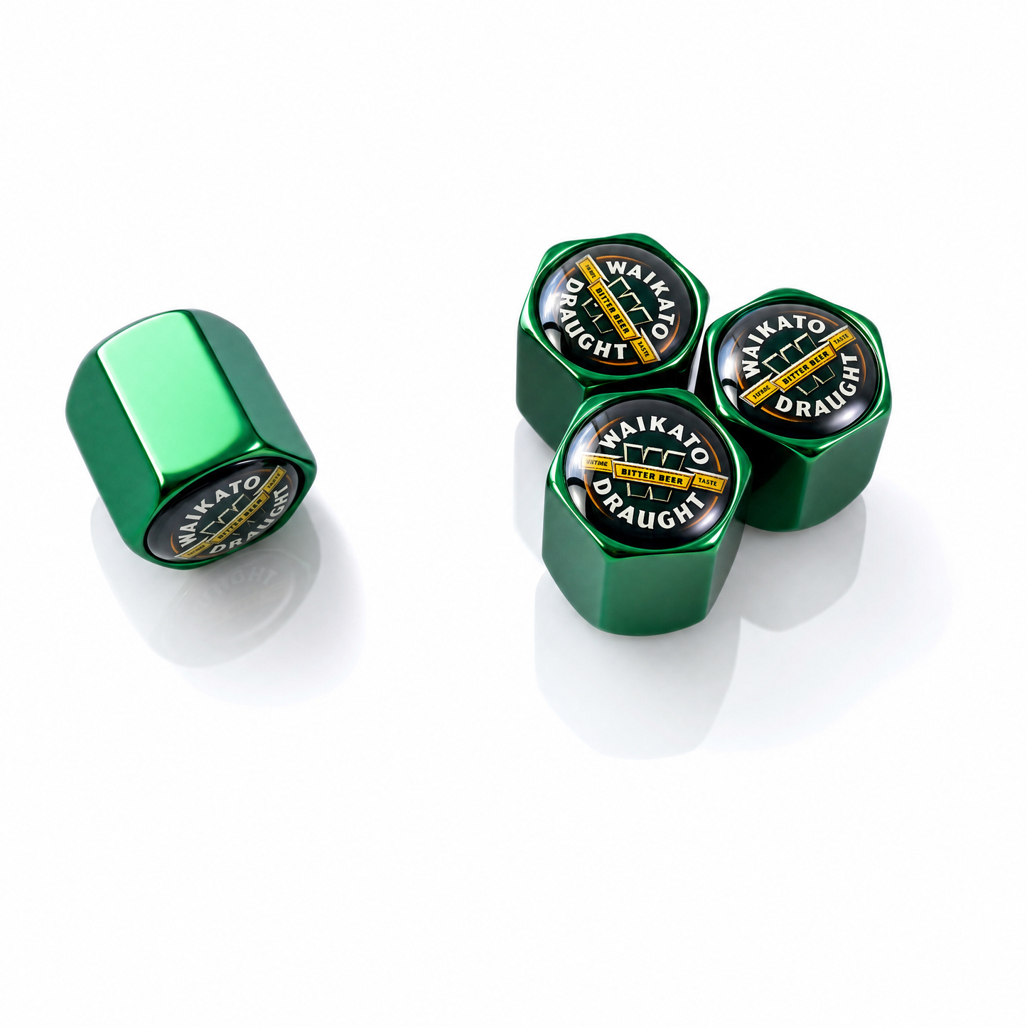 Waikato Draft billet valve caps green - premium