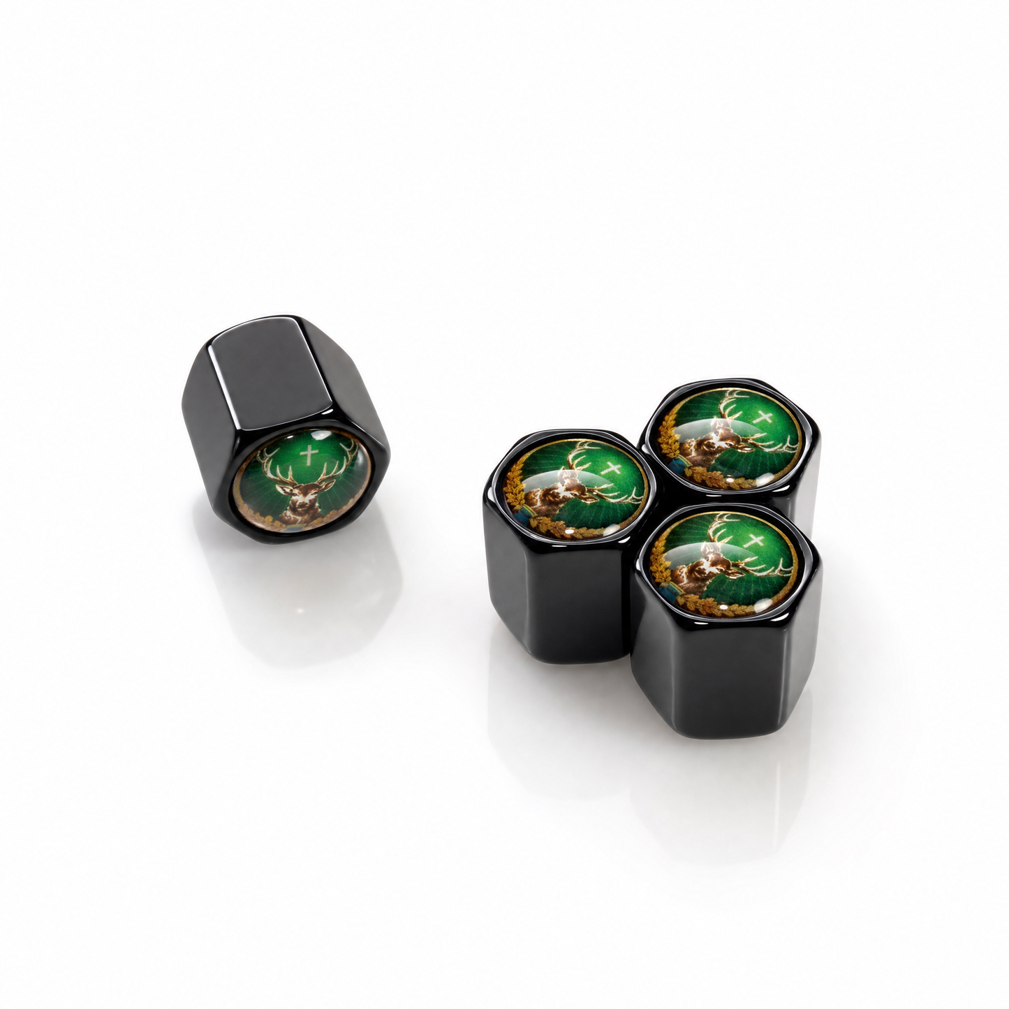 Jagermeister billet valve caps black - premium