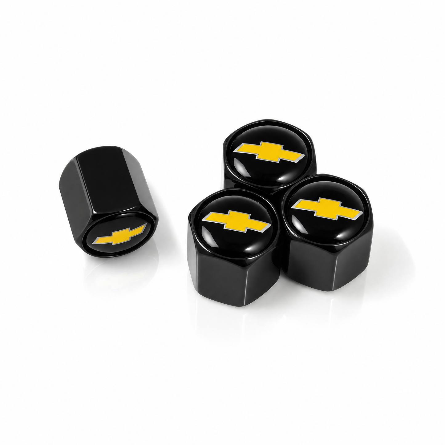 Chevy billet valve caps black - premium
