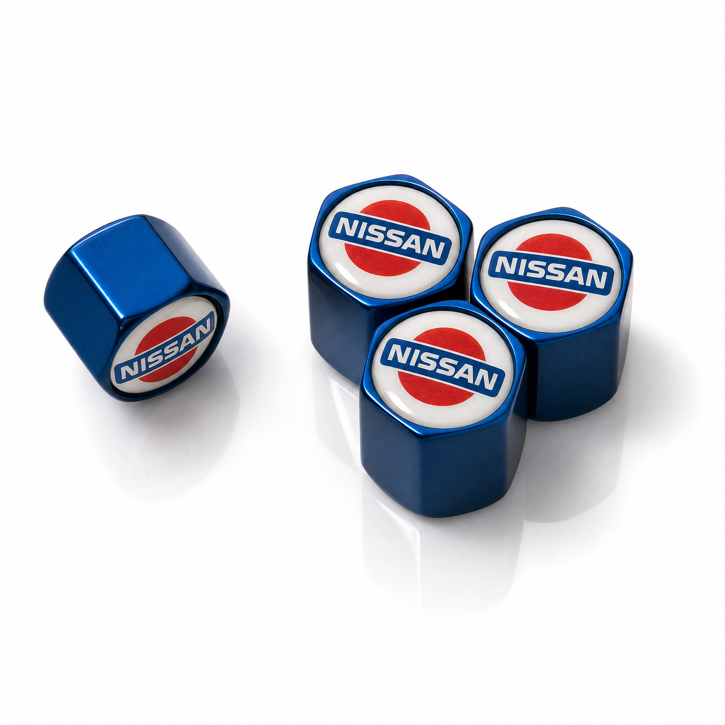 Retro Nissan billet valve caps blue - premium