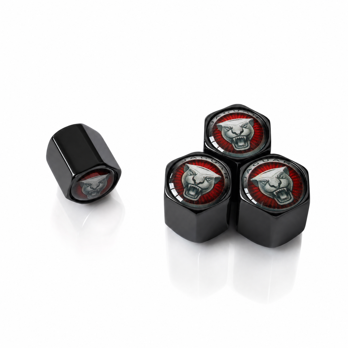 Jaguar billet valve caps black - premium