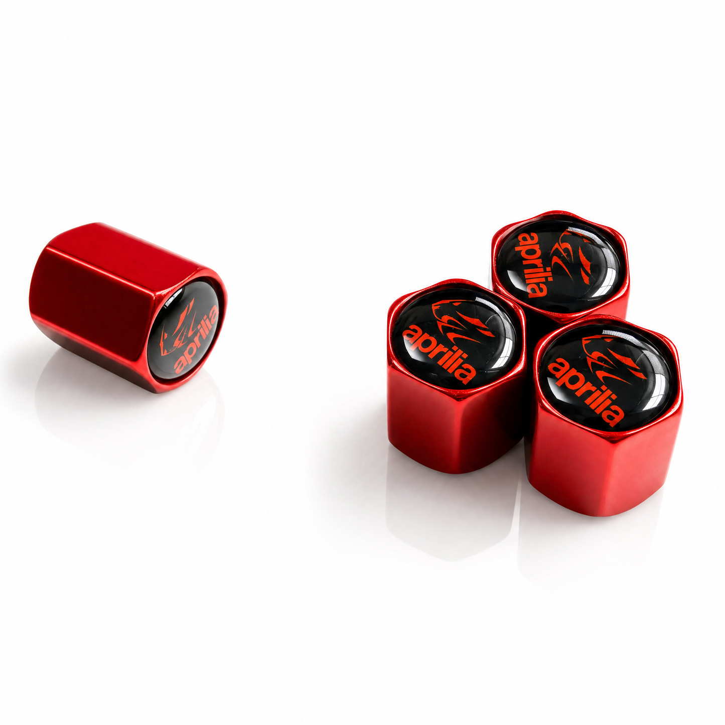 Aprilia Red billet valve caps - premium