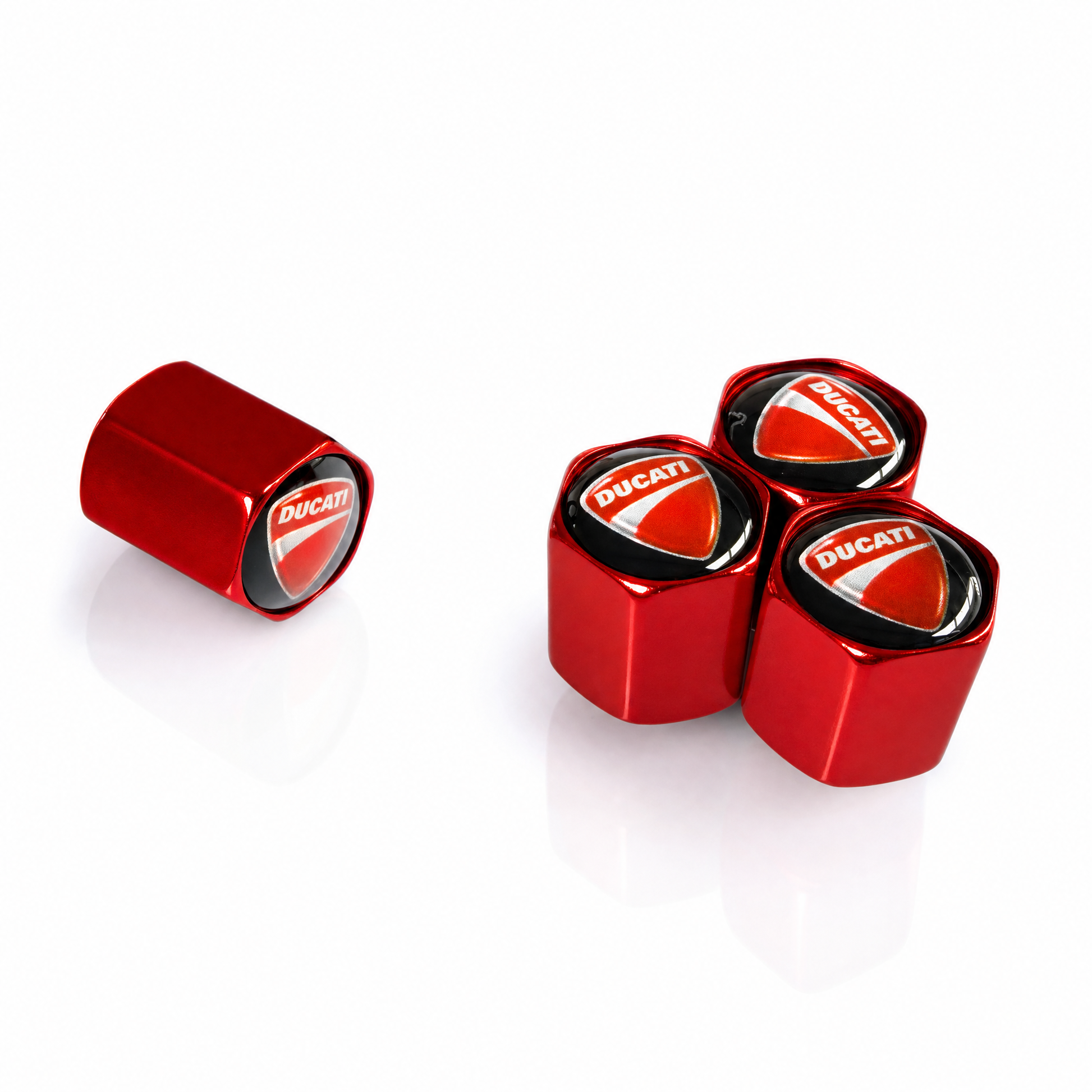 Ducati Red billet valve caps - premium