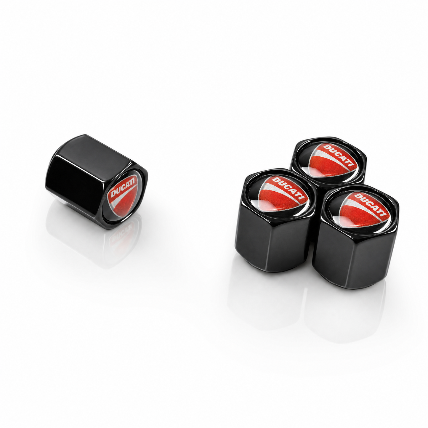 Ducati Black billet valve caps - premium