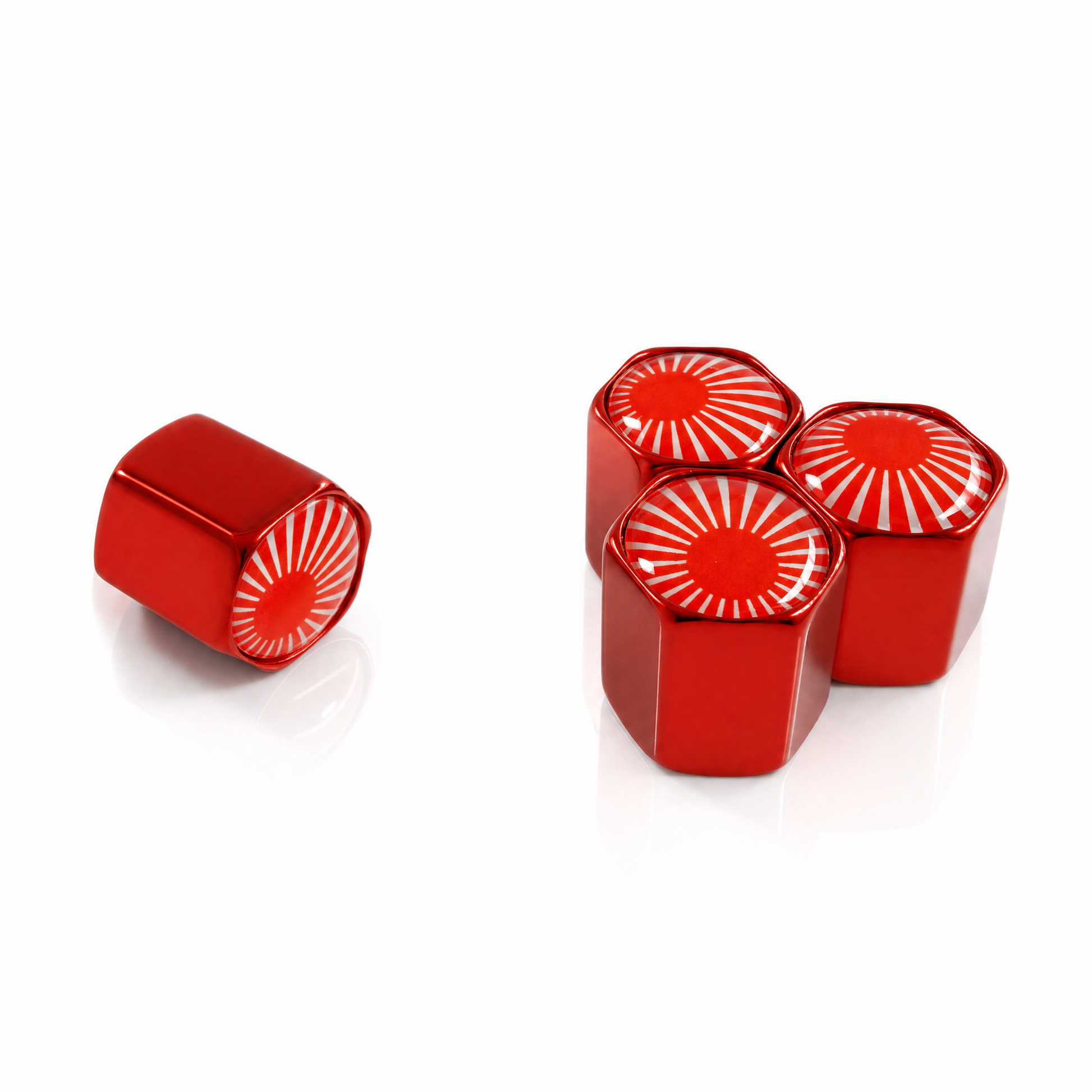Japanese Sun Red billet valve caps - premium