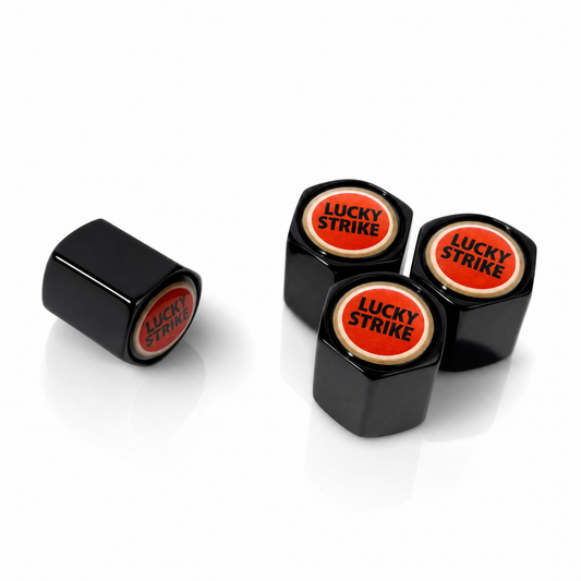 Lucky Strike Black billet valve caps - premium